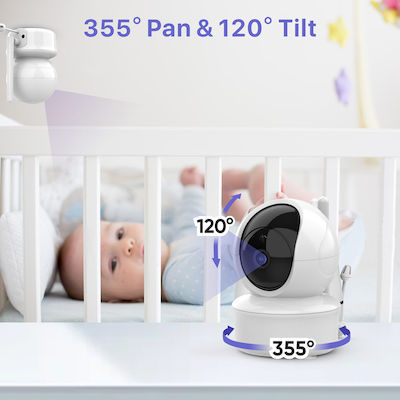 Powertech Wireless Baby Monitor with Camera & Screen 3.5" , Two-way Communication & Lullabies