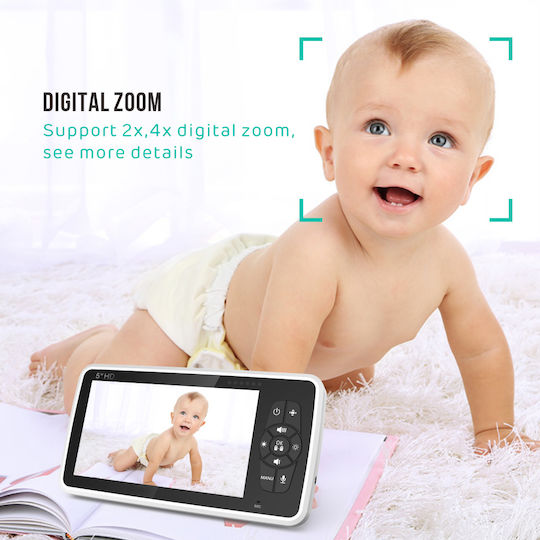Powertech Wireless Baby Monitor with Camera & Screen 5" , Two-way Communication & Lullabies