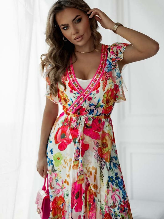 Boho-Chic Luftiges Wickelkleid Elisabeta Weiß