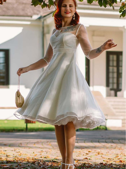 Vintage Bridal Λευκό Φόρεμα Tulle