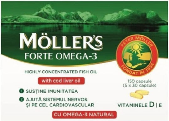 Moller's Forte Omega-3 Cod Liver Oil and Fish Oil Suitable for Children 150 caps