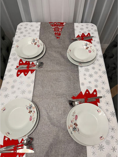 Christmas Tablecloth Fabric White L260xW140cm.