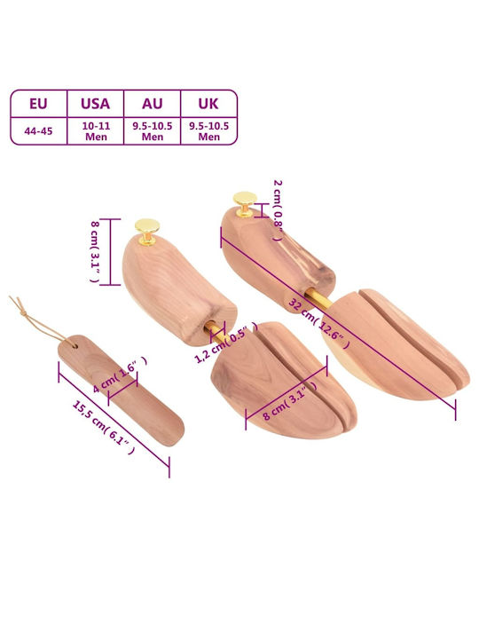 Vidaxl Shoe Tree Size Eu 44-45 Solid Cedar Wood