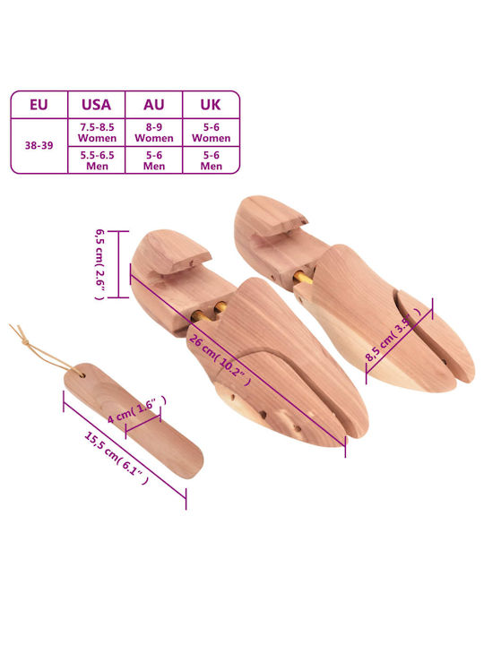 Vidaxl Shoe Tree Size Eu 38-39 Solid Cedar Wood