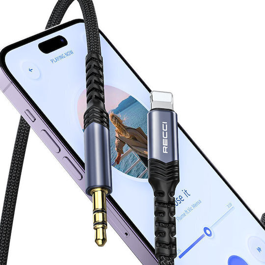 Recci Geflochten USB-C zu Lightning Kabel Schwarz 1m