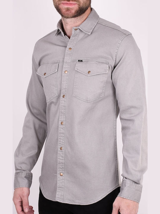 Long-sleeved Denim Shirt Gray
