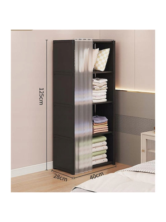 Single Door Wardrobe Black 40x28x125cm