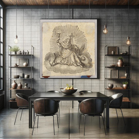 Engraving Vignette Gemälde Hölzernes 110x110cm