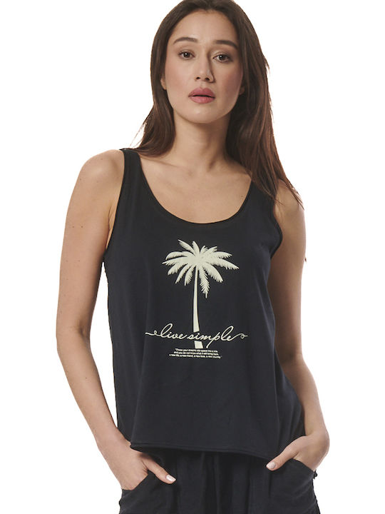 Beach Women's Athletic Blouse with Straps Black