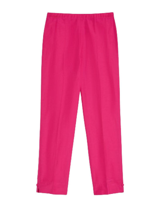 Women's High-waisted Fabric Trousers Slim Fit Fuchsia