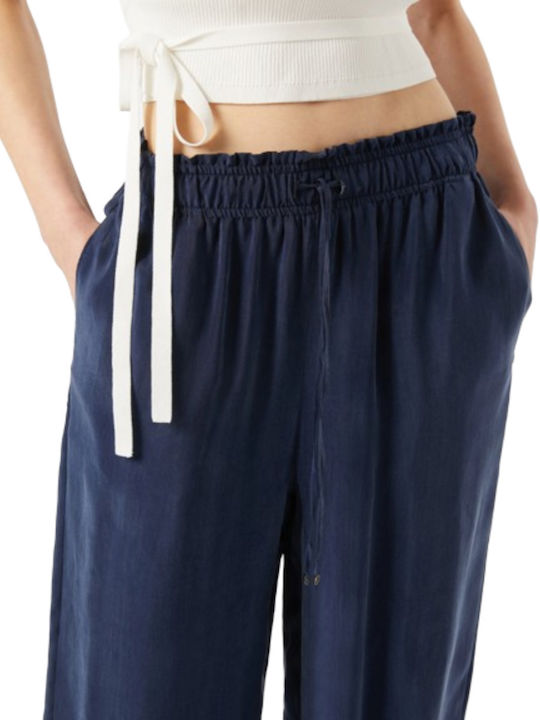 Women's Fabric Trousers Loose Fit Dark Blue