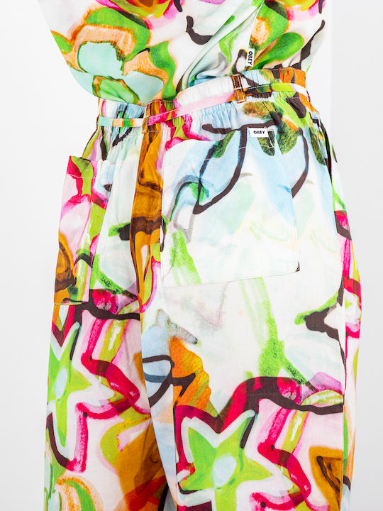 Marker Drawn Flower Women's Fabric Trousers