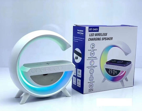 BT-3401 Ceas De Masă Digital Led Cu Radio Și Încărcare Wireless Alb