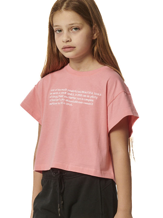 Body Action Kids Crop Top Short Sleeve Coral