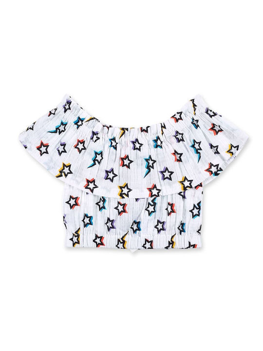 Nath Kids Crop Top pentru copii Cu mâneci scurte Alb