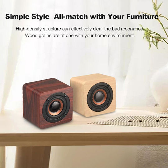 Q1 Wooden Mini Ηχείο Bluetooth 3W με Διάρκεια Μπαταρίας έως 2 ώρες Κίτρινο