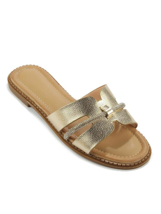 Fshoes Women's Flat Sandals in Gold Color