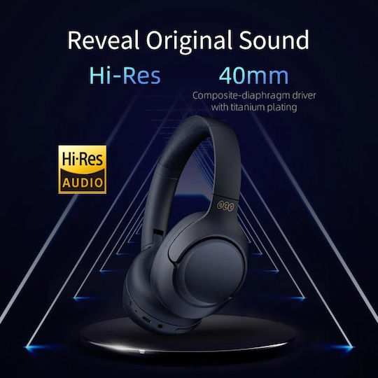 QCY H3 Wireless / Wired Over Ear Headphones with 70 hours of Operation Blue