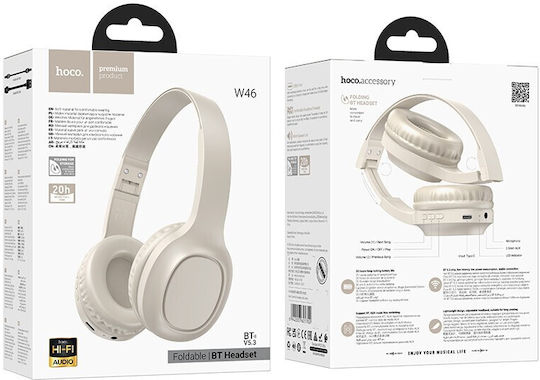 Hoco Charm W46 Bluetooth Wireless Over Ear Headphones with 20 hours of Operation Milky White