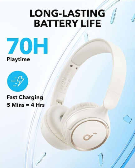 Soundcore by Anker H30i Wireless / Wired On Ear Headphones with 70 hours of Operation and Quick Charge White