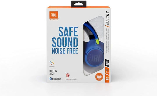 JBL JR460NC Wireless / Wired Over Ear Headphones with 20 hours of Operation and Quick Charge Blue
