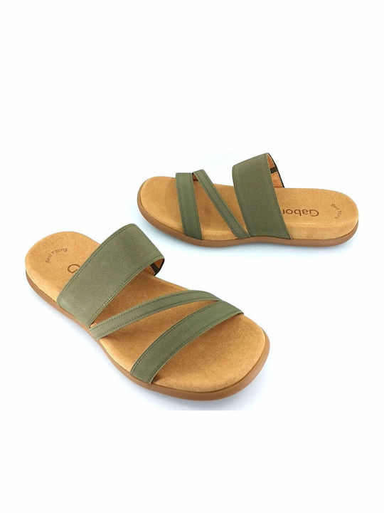 Leather Women's Flat Sandals Anatomic in Green Color