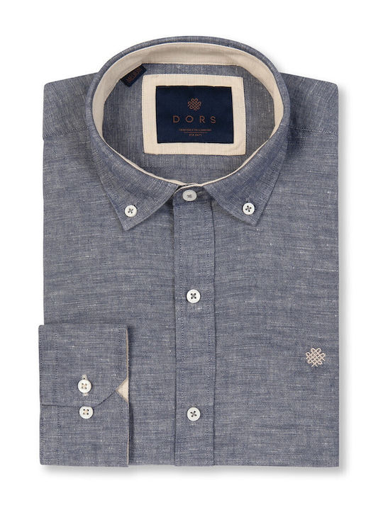 Langärmlig Leinen Hemd Blue