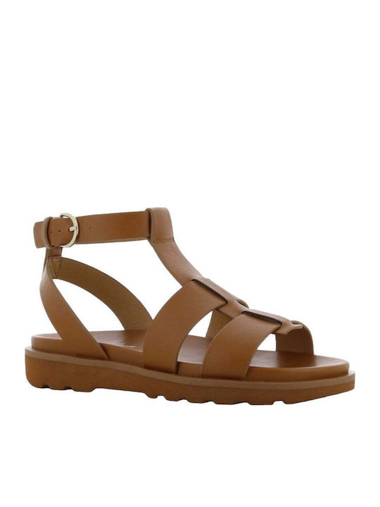 Women's Flat Sandals Anatomic with Strap in Tabac Brown Color