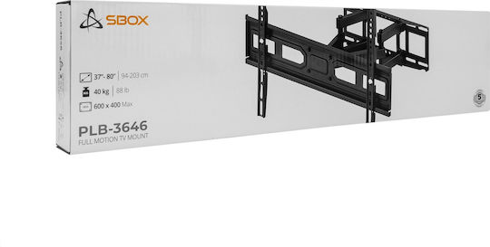 Sbox PLB-3646-2 Βάση Τηλεόρασης Τοίχου έως 80" και 40kg Μαύρο
