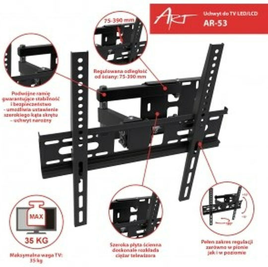 Art AR-53 AR-53 Wall TV Mount with Arm up to 55" and 35kg