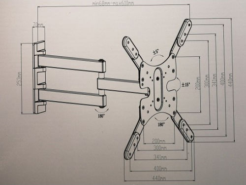 Bracket LCD65-2 Wall TV Mount with Arm up to 55" and 35kg