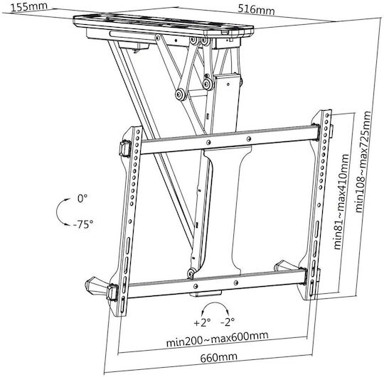 Maclean Energy MC-880T TV Mount Ceiling with Extension Arm 32" and 35kg