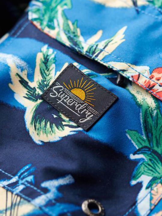 Ovin Hawaiian Men's Swimwear Shorts Blue with Patterns