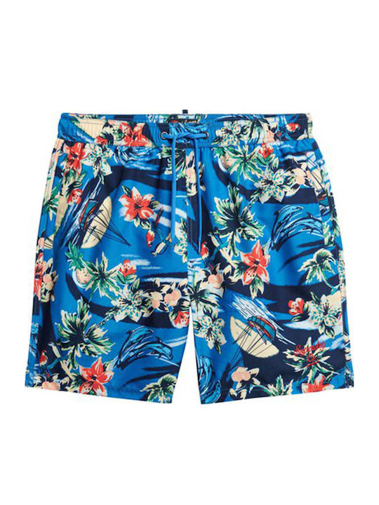 Ovin Hawaiian Men's Swimwear Shorts Blue with Patterns