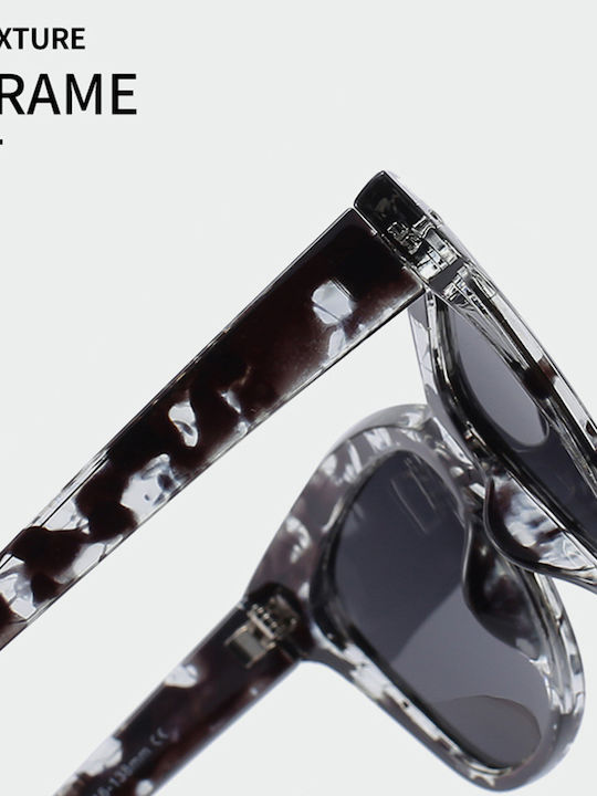 Techsuit Women's Sunglasses with Brown Tartaruga Plastic Frame and Gray Polarized Lens