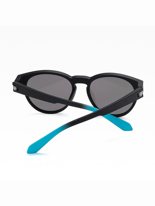 Techsuit Unisex Sunglasses with Black Frame and Blue Polarized Lens