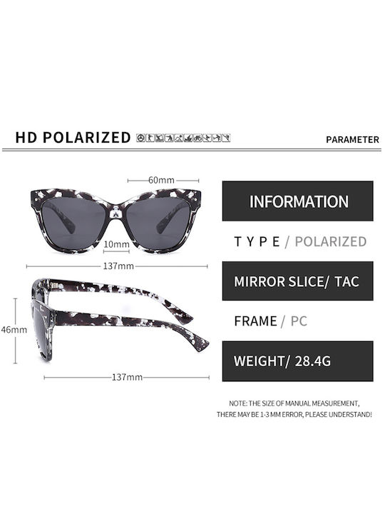 Techsuit Women's Sunglasses with Brown Tartaruga Plastic Frame and Gray Polarized Lens