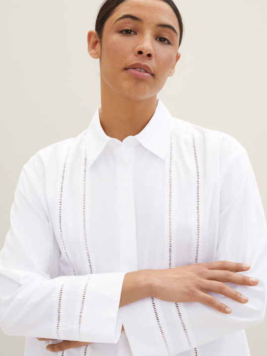 Langärmelig Damen Hemd White