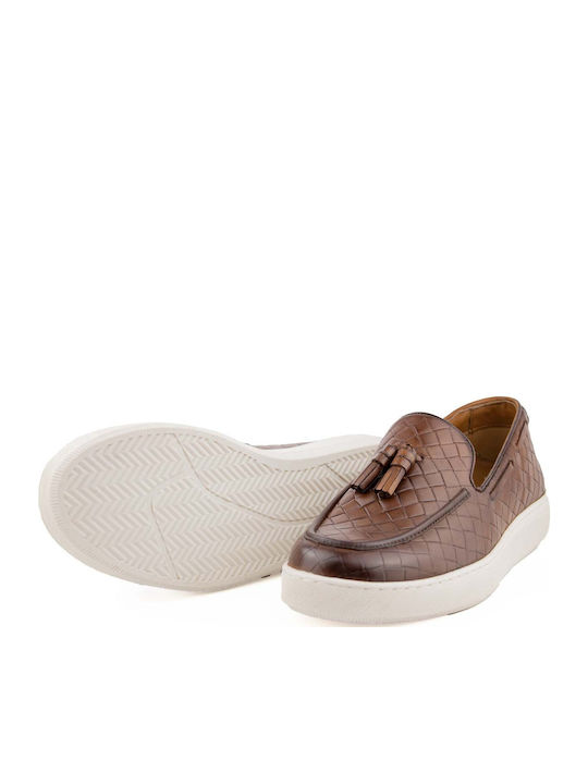 Δερμάτινα Ανδρικά Loafers σε Καφέ Χρώμα