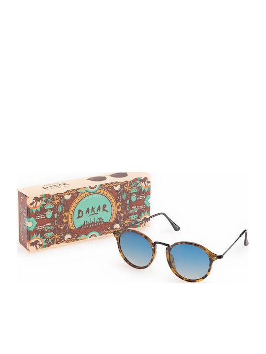 Contacta Unisex Sunglasses with Brown Tartaruga Frame and Blue Gradient Polarized Lens