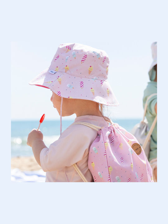 Saro Kids' Bucket Fabric Sunscreen Hat Ice Creams Pink