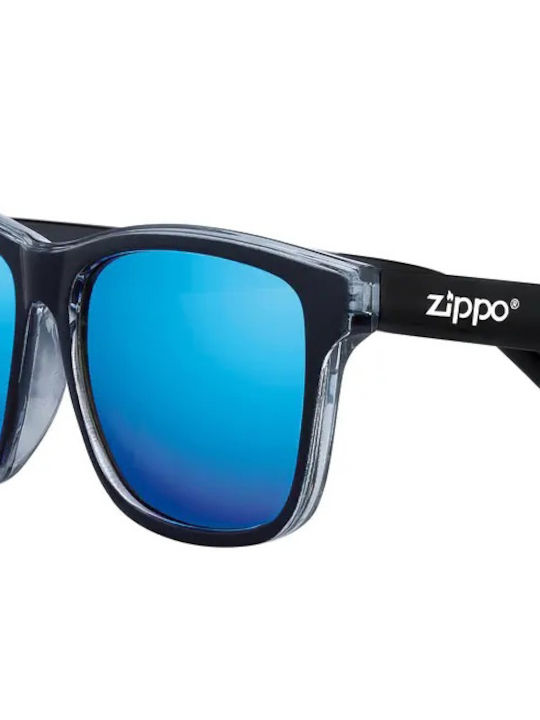 Zippo Sunglasses with Gray Plastic Frame and Blue Mirror Lens OB201-02