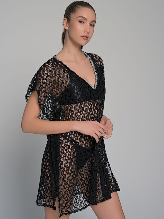 Milena by Paris Damen Mini Kaftan Strand Black