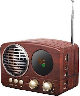 CMiK MK-616BT Retro Tabletop Radio Rechargeable with Bluetooth and USB Brown