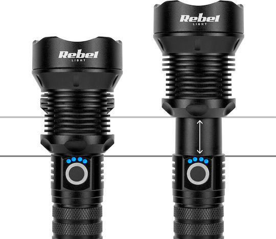 Rebel Επαναφορτιζόμενος Φακός LED IP65 με Μέγιστη Φωτεινότητα 1857lm