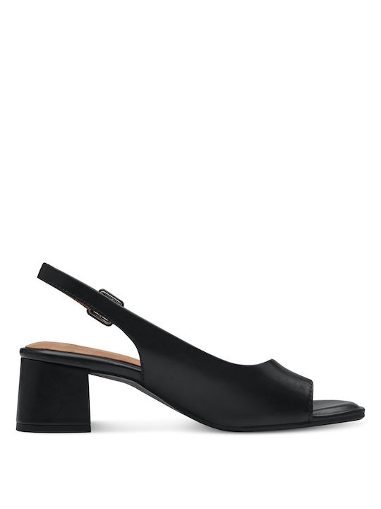 Tamaris Heel Leather Mules Black