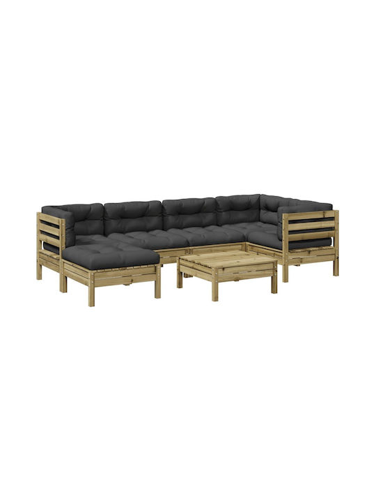 vidaXL Garden & Outdoor Furniture Set 7 Pieces Anthracite with Pillows