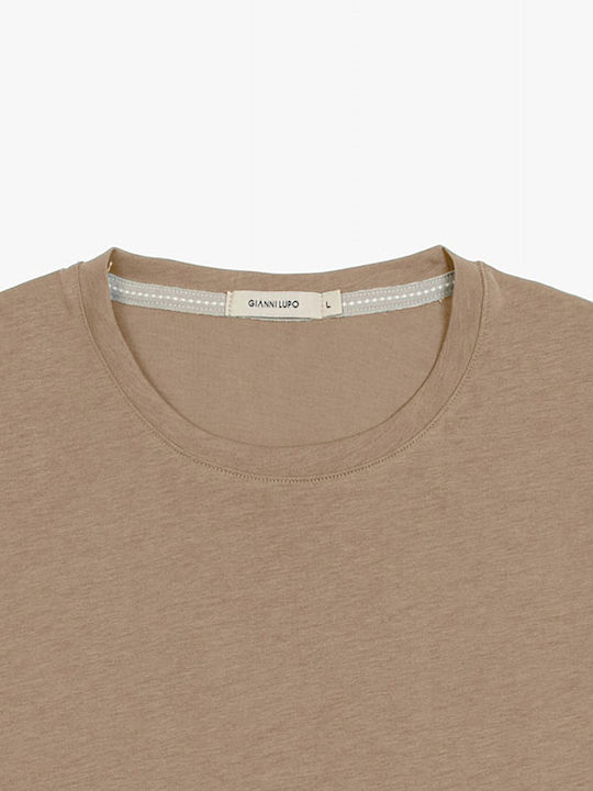 Gianni Lupo Herren T-Shirt Kurzarm Camel