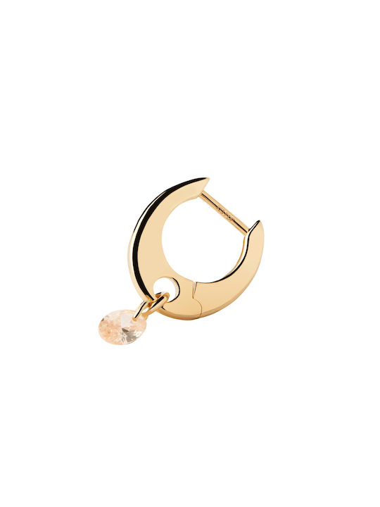 P D Paola Earrings Hoops made of Silver Gold Plated with Stones