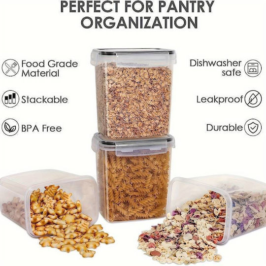 Food Storage Set 10 Pieces General Use Jars with Airtight Lid Plastic 2800ml 10 Pieces